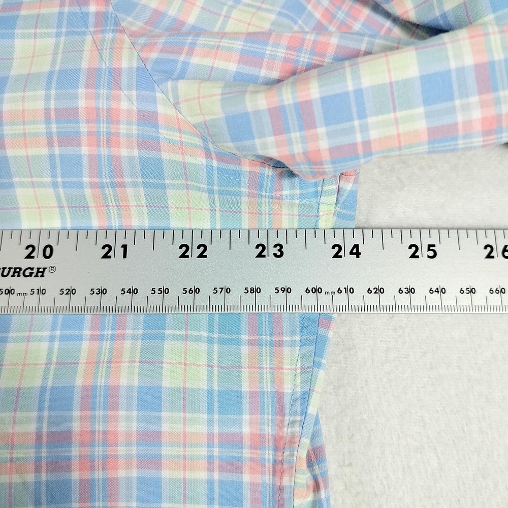 Vineyard Vines Shirt Mens Medium Blue Pink Plaid Button Down Whale Logo Cotton - Picture 9 of 10
